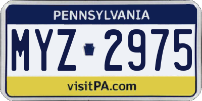 PA license plate MYZ2975