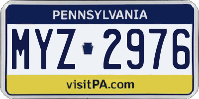 PA license plate MYZ2976