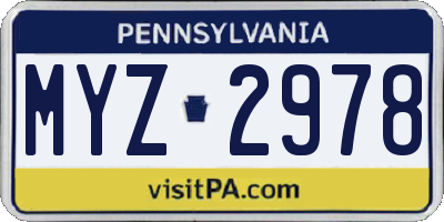 PA license plate MYZ2978