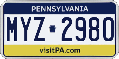 PA license plate MYZ2980