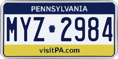 PA license plate MYZ2984