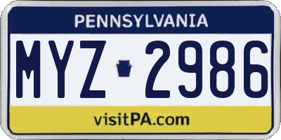 PA license plate MYZ2986