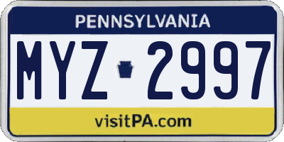 PA license plate MYZ2997