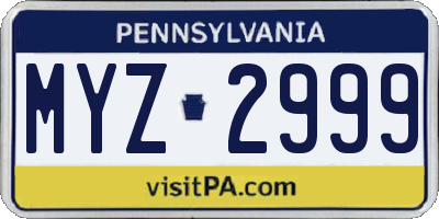 PA license plate MYZ2999
