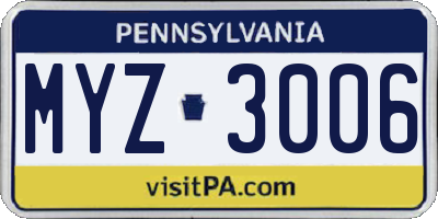 PA license plate MYZ3006