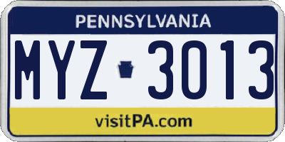 PA license plate MYZ3013