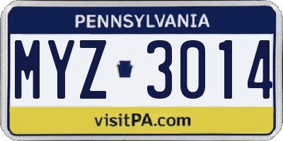 PA license plate MYZ3014
