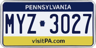 PA license plate MYZ3027