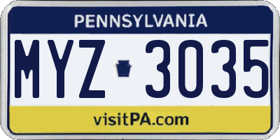 PA license plate MYZ3035