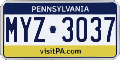 PA license plate MYZ3037