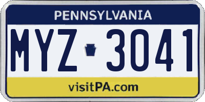PA license plate MYZ3041