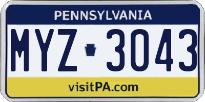 PA license plate MYZ3043