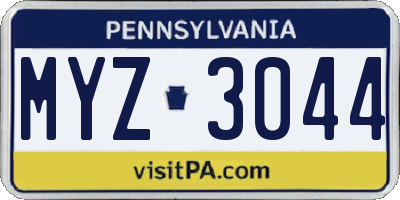 PA license plate MYZ3044