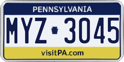 PA license plate MYZ3045