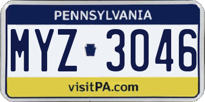 PA license plate MYZ3046