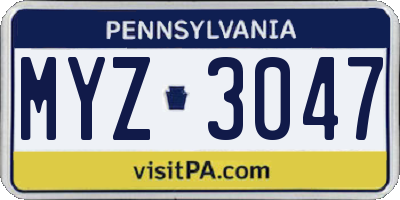PA license plate MYZ3047
