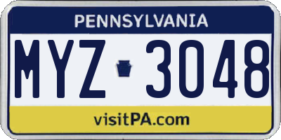 PA license plate MYZ3048