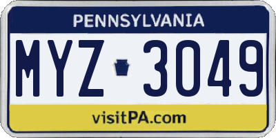 PA license plate MYZ3049
