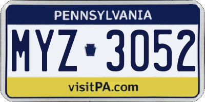PA license plate MYZ3052