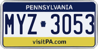 PA license plate MYZ3053