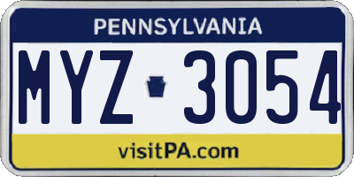 PA license plate MYZ3054