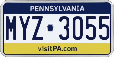 PA license plate MYZ3055