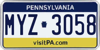 PA license plate MYZ3058