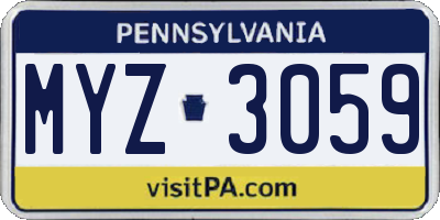 PA license plate MYZ3059