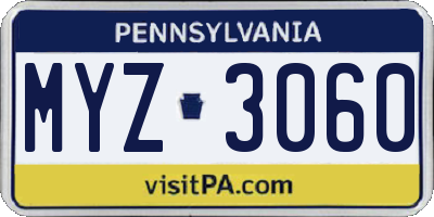 PA license plate MYZ3060