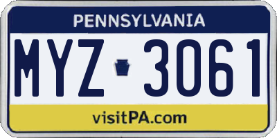 PA license plate MYZ3061