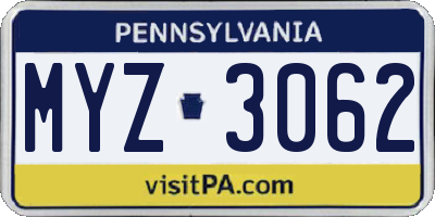 PA license plate MYZ3062