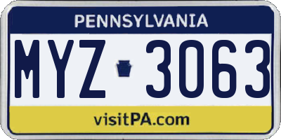 PA license plate MYZ3063