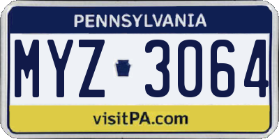 PA license plate MYZ3064