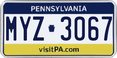 PA license plate MYZ3067