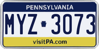 PA license plate MYZ3073