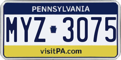 PA license plate MYZ3075