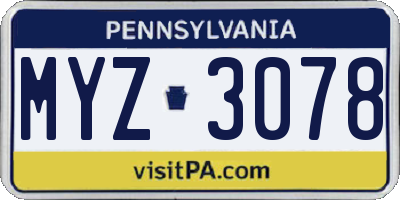 PA license plate MYZ3078
