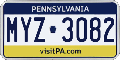 PA license plate MYZ3082