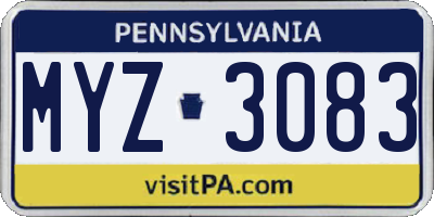 PA license plate MYZ3083
