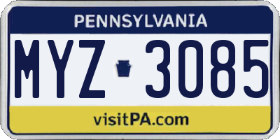 PA license plate MYZ3085