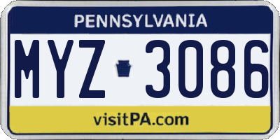 PA license plate MYZ3086