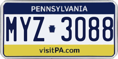 PA license plate MYZ3088