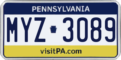 PA license plate MYZ3089