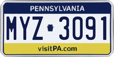 PA license plate MYZ3091