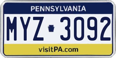 PA license plate MYZ3092