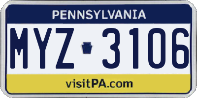 PA license plate MYZ3106