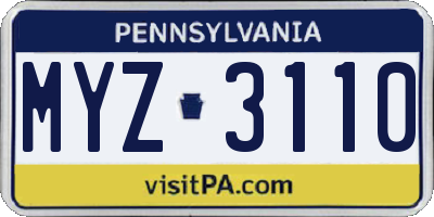 PA license plate MYZ3110