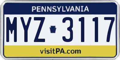 PA license plate MYZ3117
