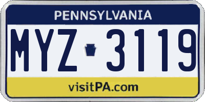 PA license plate MYZ3119