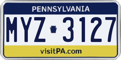 PA license plate MYZ3127